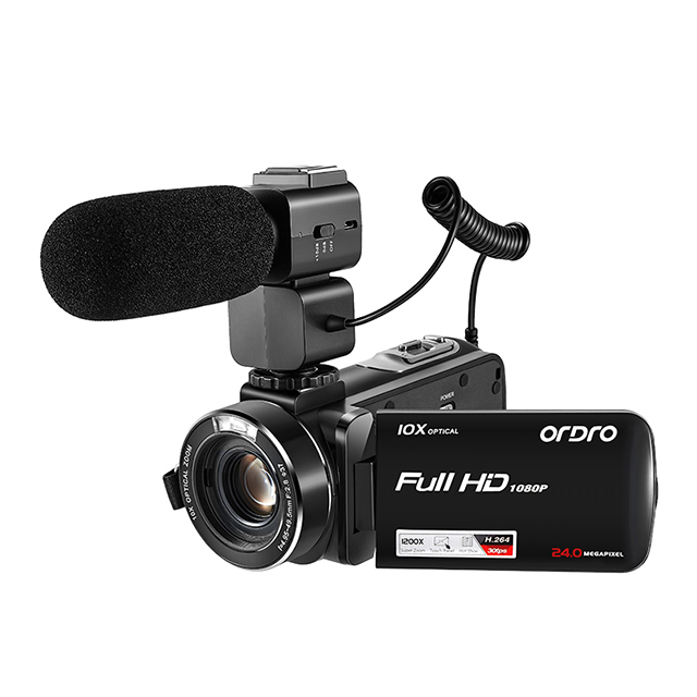 Ordro HDV-Z82 10X Optical Zoom Camcorder with Hot Shoe