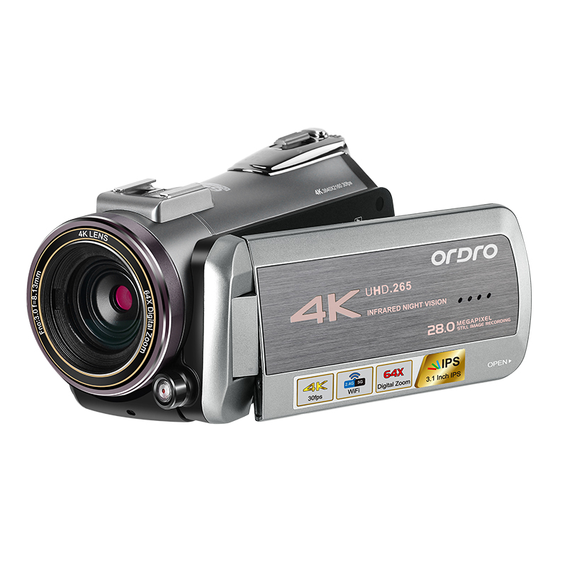 Video Camera 4K Camcorder Ultra HD 28MP 64X Digital Zoom Camera for YouTube IR Light Live Streaming Wifi Camera ORDRO HDR-AZ50